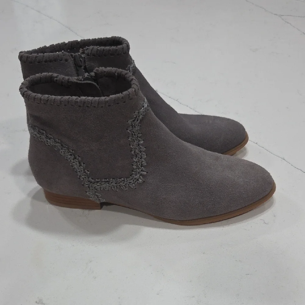 Jack Rogers Charcoal Suede Ankle Booties Sz6m Leather Upper New Without Tag